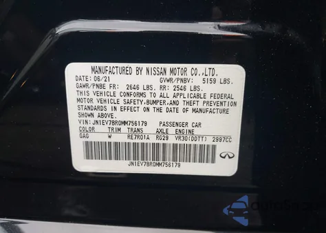 2021 Infiniti Q50 Luxe Awd из США, поврежденный, VIN JN1EV7BR0MM756179